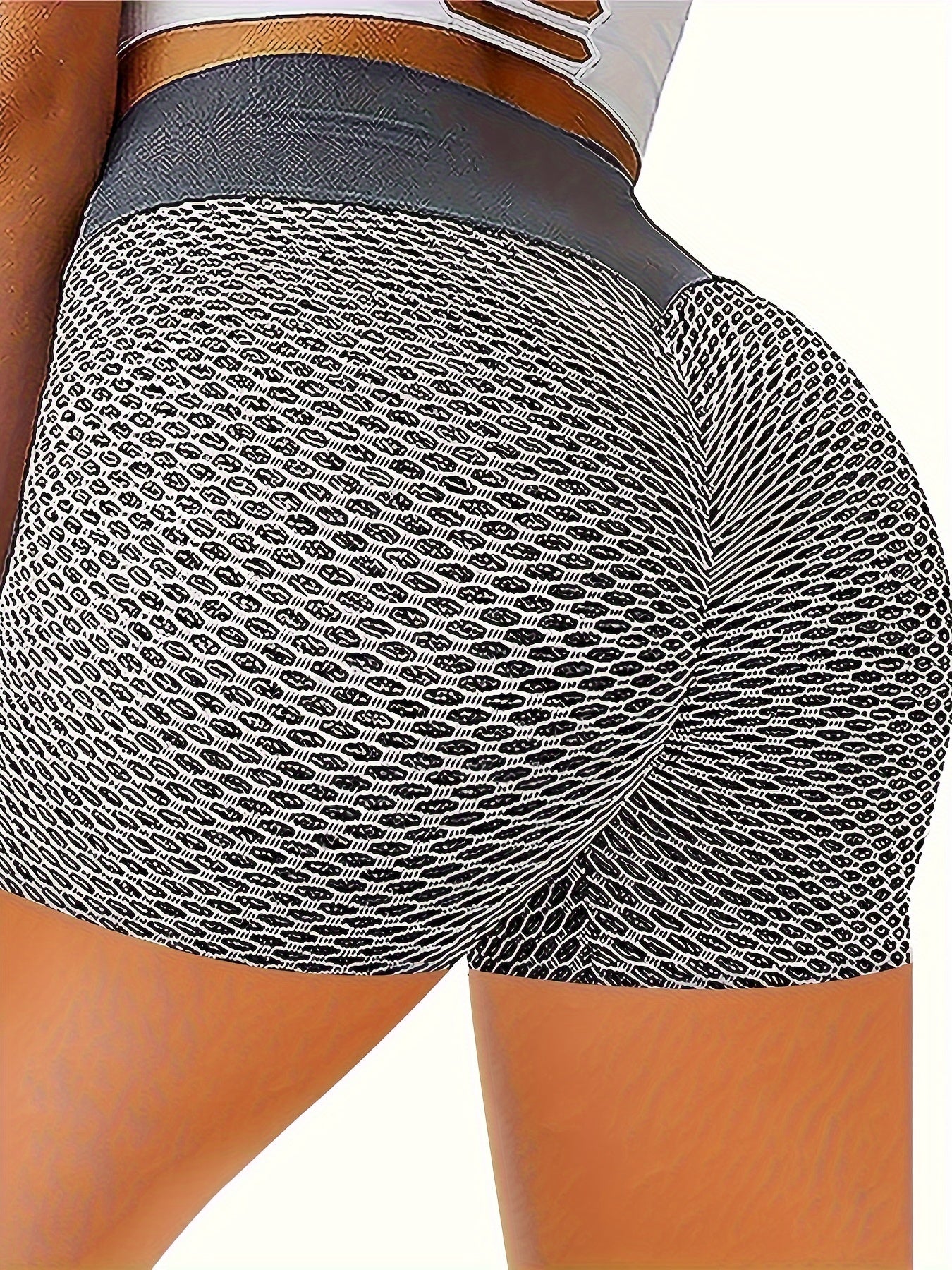 High Waist Butt Lifting Yoga Shorts, Honeycomb Sports Running Fitness Shorts, Women's Activewear