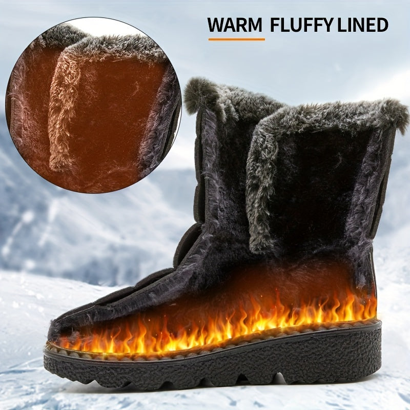 Womens Winter Wonderland Faux Fur Snow Boots - Waterproof, Anti-slip, Ultra-Soft Plush Inner, Thick Cushioned Sole, Luxurious Trim, Stylish Ankle Height