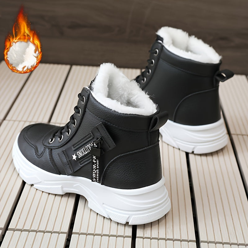 Women's Thermal Snow Boots with Side Zipper & Fleece Lining