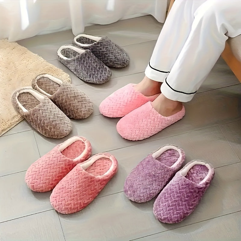 Women's Plush Indoor Slippers, Warm & Cozy Closed Toe Non Slip Shoes, Home Mute Slippers