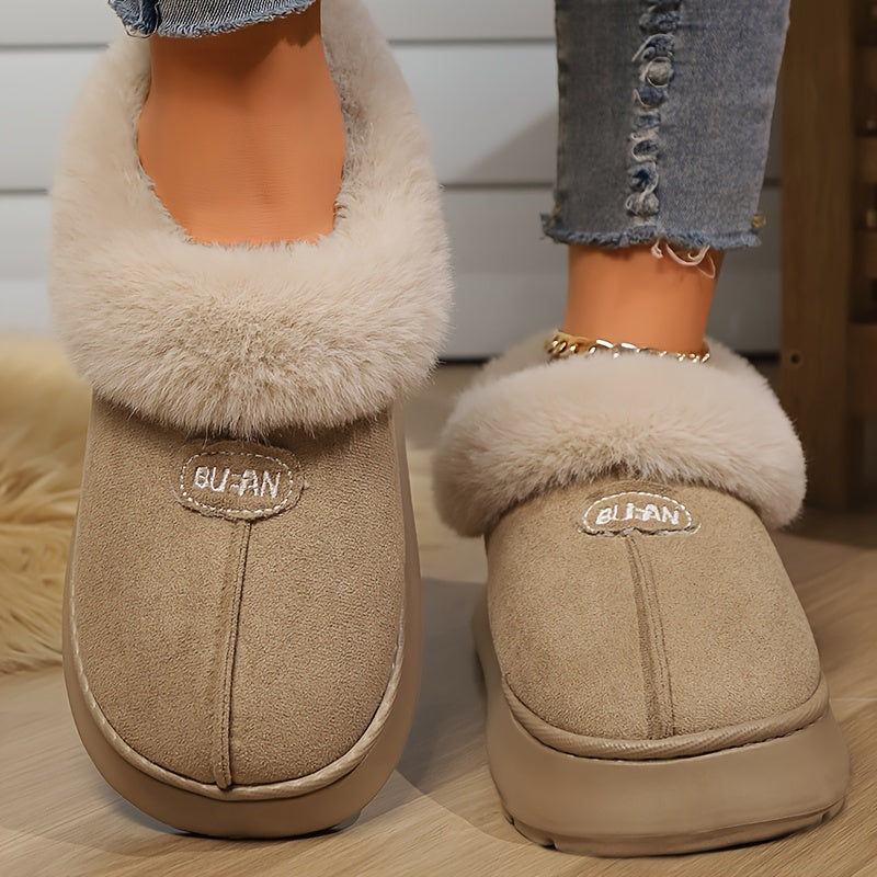 Warm Women's Cozy Winter Plush Fleece Slippers With Non-Slip Rubber Sole for Indoor & Outdoor Use