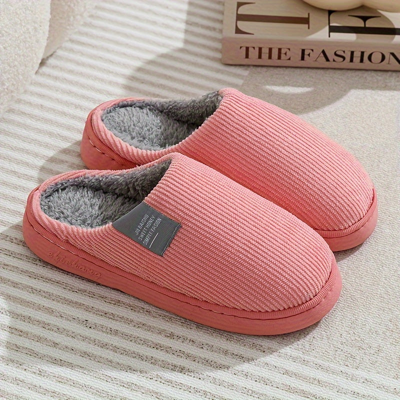 Women's Thick Bottom Home Slippers, Household Plush Slippers, Anti-slip Thermal Slippers