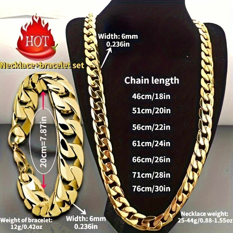 2pcs/set Necklace + Bracelet Fashion Luxury Men & Women Fashion Necklace 18-30 Inch Necklace, Bangle Size:21CM