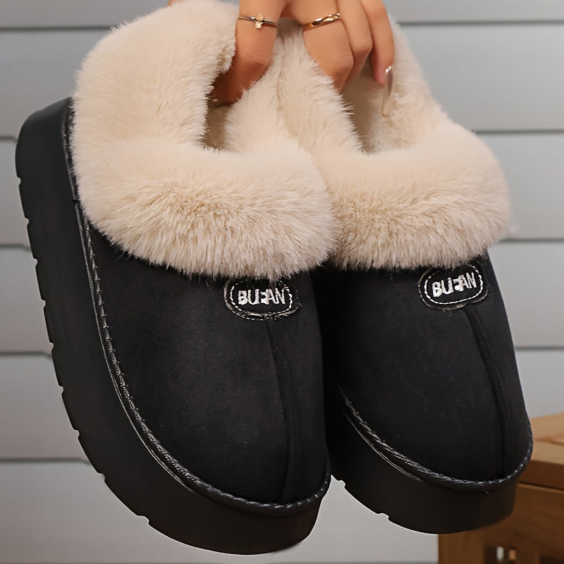 Warm Women's Cozy Winter Plush Fleece Slippers With Non-Slip Rubber Sole for Indoor & Outdoor Use