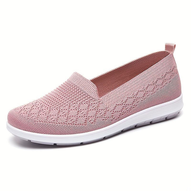 Comfy Women's Solid Flat Shoes - Breathable Non Slip Soft Sole Slip On Loafers for Casual Walking