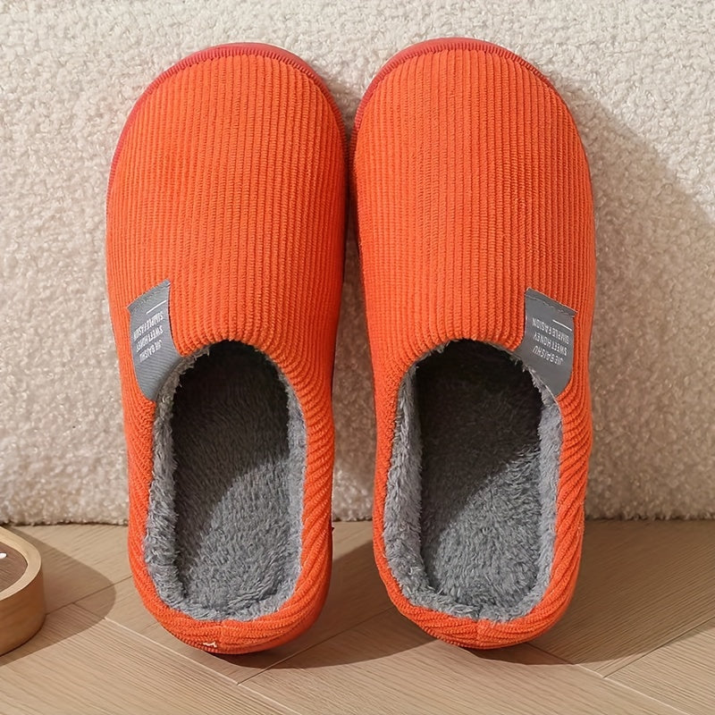 Winter Plush Lined House Slippers, Solid Color Soft Sole Closed Toe Fuzzy Shoes, Cozy & Warm Home Slippers