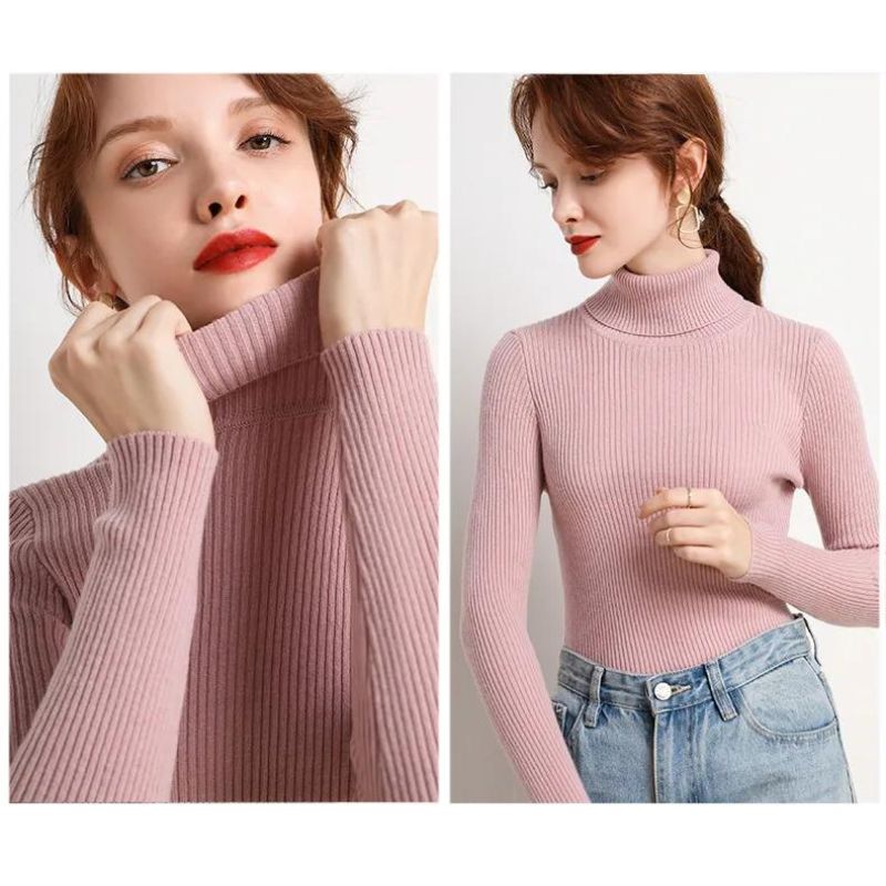 Women's Soft Turtleneck Cashmere Sweater Knitted Pullovers