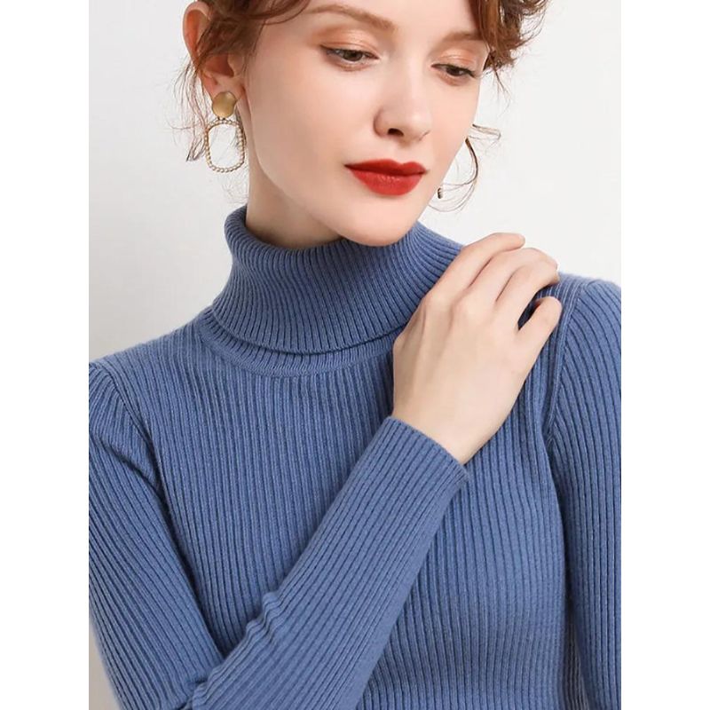 Women's Soft Turtleneck Cashmere Sweater Knitted Pullovers