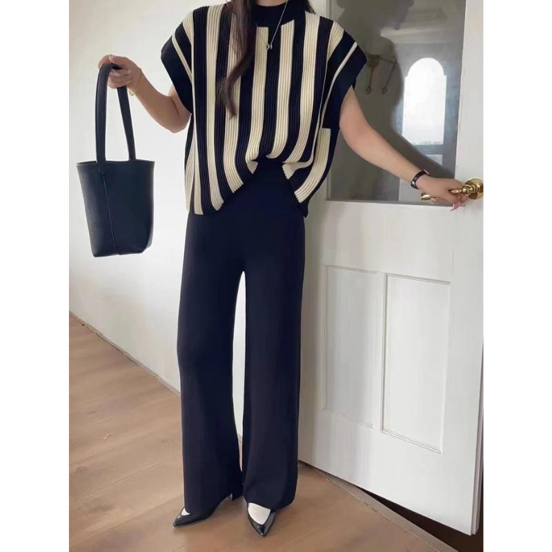 Women's Long Sleeve Sweater + Wide Leg Pants 2 Piece Sets