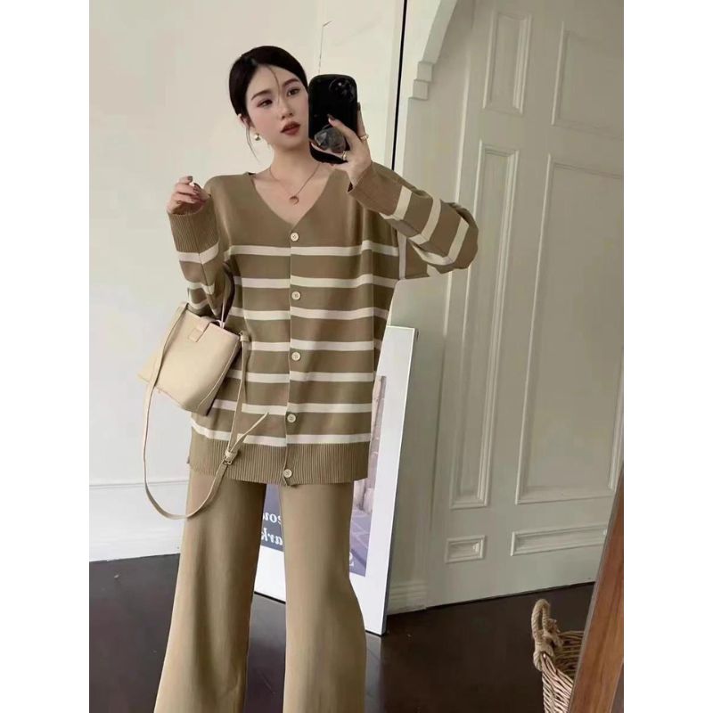 Women's Long Sleeve Sweater + Wide Leg Pants 2 Piece Sets