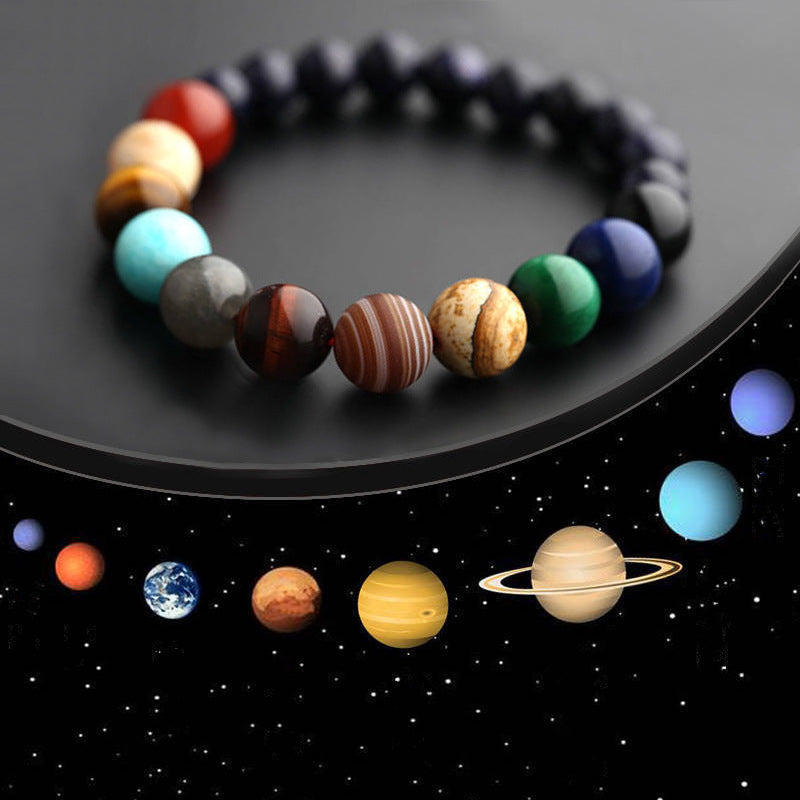 1pc Men's Natural Stone Eight Planets Beads Bracelet, Universe Yoga Chakra Solar Bracelet, Father's Day Gift