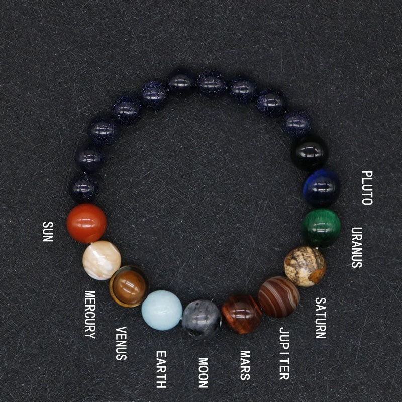 1pc Men's Natural Stone Eight Planets Beads Bracelet, Universe Yoga Chakra Solar Bracelet, Father's Day Gift