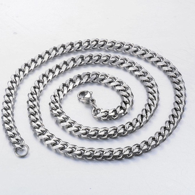 1pc Men's Stainless Steel Cuban Link Chain Necklace, Artificial Jewelry Accessories, 3.0mm/5.0mm/7.0mm Length 60cm/23.62''