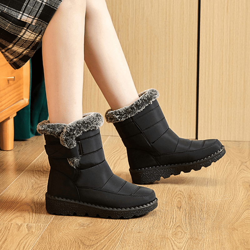 Womens Winter Wonderland Faux Fur Snow Boots - Waterproof, Anti-slip, Ultra-Soft Plush Inner, Thick Cushioned Sole, Luxurious Trim, Stylish Ankle Height