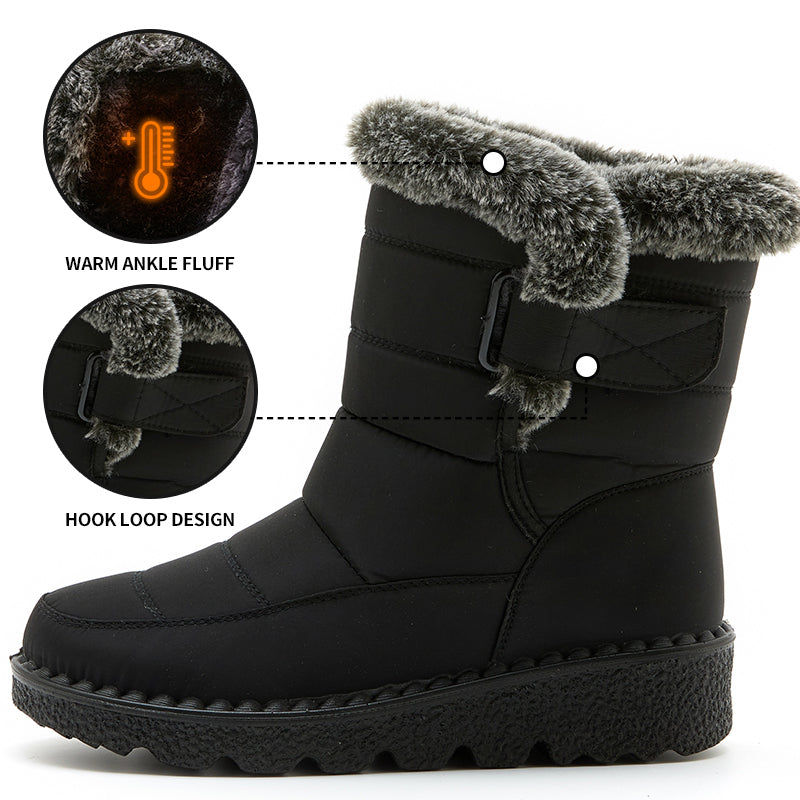 Womens Winter Wonderland Faux Fur Snow Boots - Waterproof, Anti-slip, Ultra-Soft Plush Inner, Thick Cushioned Sole, Luxurious Trim, Stylish Ankle Height