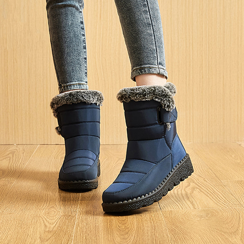 Womens Winter Wonderland Faux Fur Snow Boots - Waterproof, Anti-slip, Ultra-Soft Plush Inner, Thick Cushioned Sole, Luxurious Trim, Stylish Ankle Height