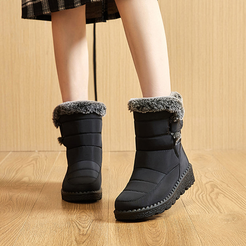 Womens Winter Wonderland Faux Fur Snow Boots - Waterproof, Anti-slip, Ultra-Soft Plush Inner, Thick Cushioned Sole, Luxurious Trim, Stylish Ankle Height