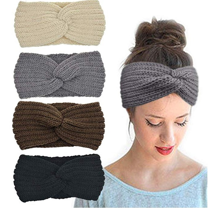 Winter Knit Headbands Chunky Headwrap For Women Turban Knitted Ears Warmer Simple Headband