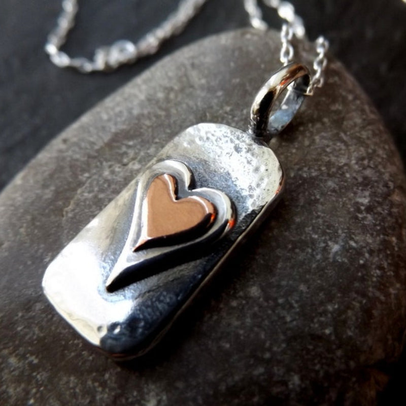 Retro Funky Simple Heart Double-layer Silvery Pendant Necklace Vintage Jewelry Accessories Gift For Men Women