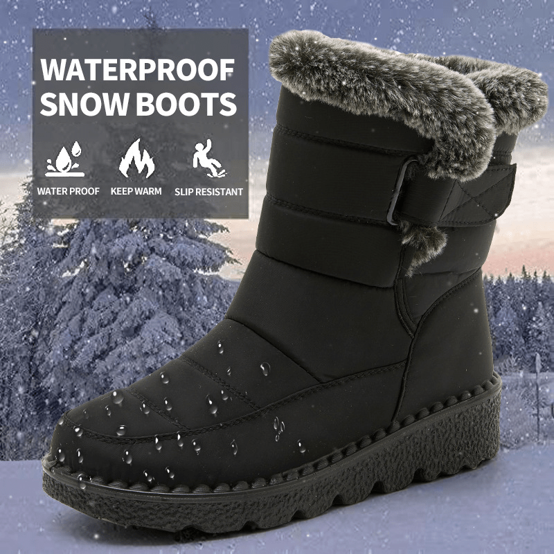 Women's Winter Fleece Snow Boots, Fur Lined Warm Ankle Boots, Winter Outdoor Booties