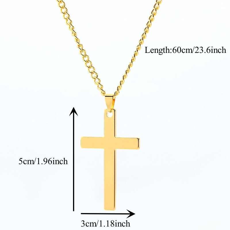 1pc Black Cross Pendant Necklace For Men, Simple And Fashion Prayer Jewelry Amulet Protection, father's day gift