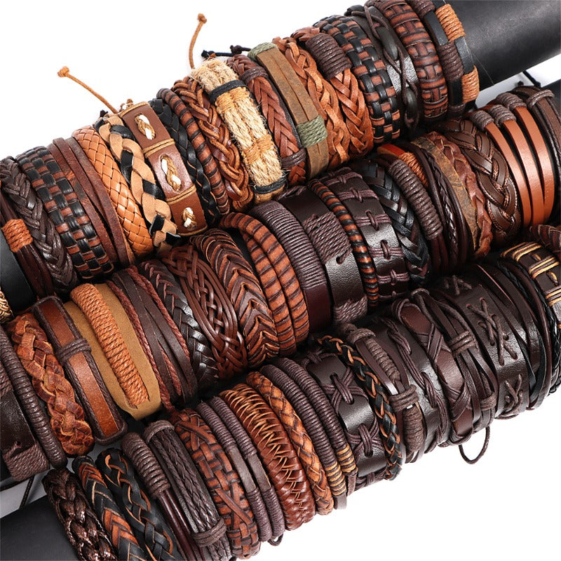 10pcs Mixed Faux Leather Bracelets For Men And Women - Color And Style Shipped Randomly Christmas, Thanksgiving, New Year's Gifts