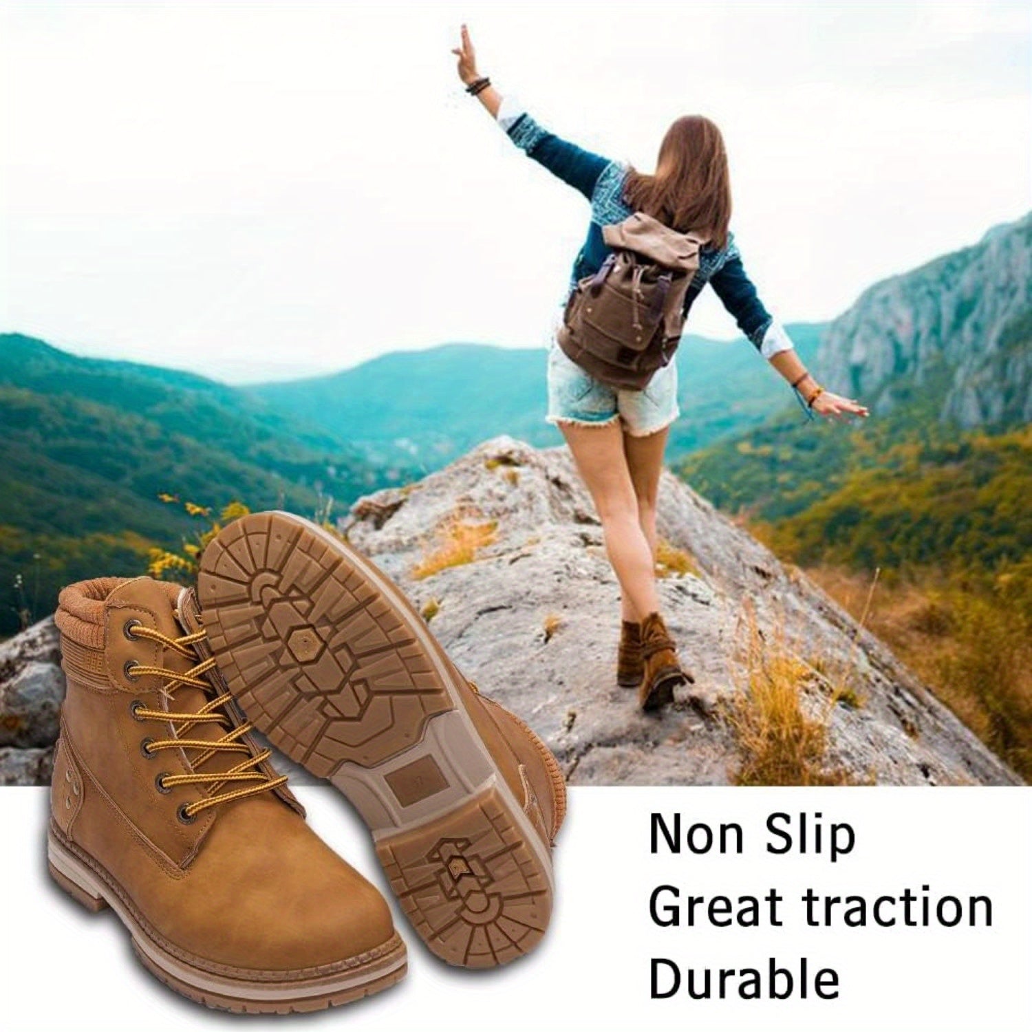 Athlefit Waterproof Hiking Booties - Ankle Boots for Women with Low Heel, Lace-up Closure, Comfortable and Durable Design for Outdoor Activities - Perfect for Work, Hiking, and Casual Wear