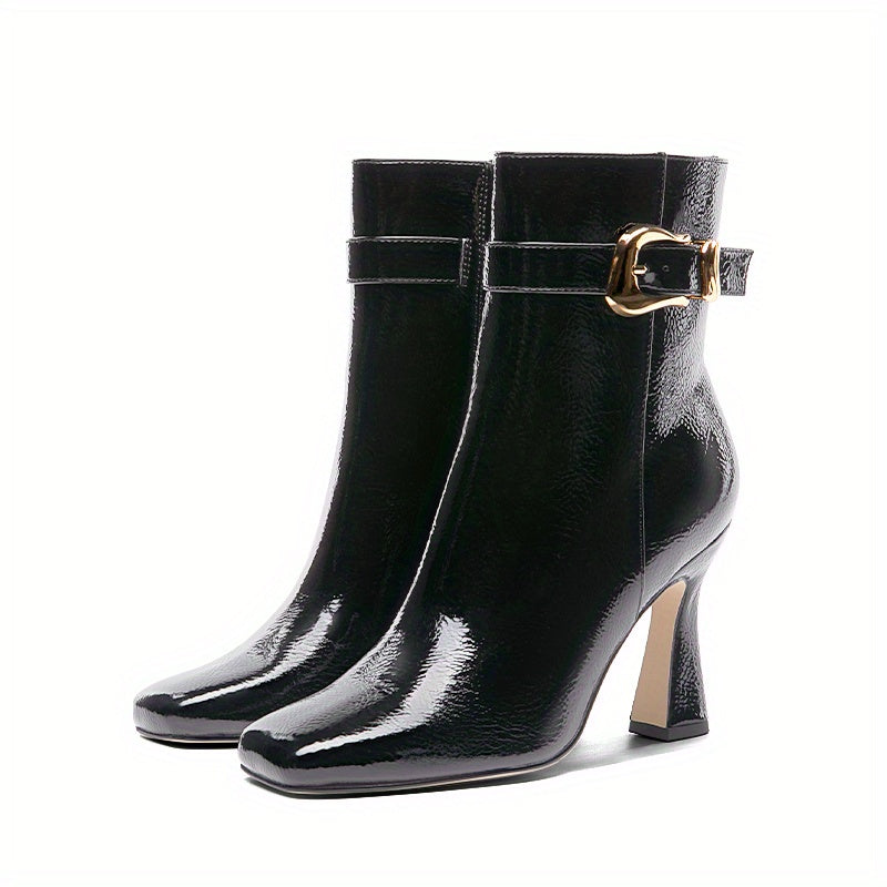 Winter Comfort PU Leather Women's Ankle Boots with Double Zipper Closure, Round Toe, Side Zip, Casual Style, Solid Color