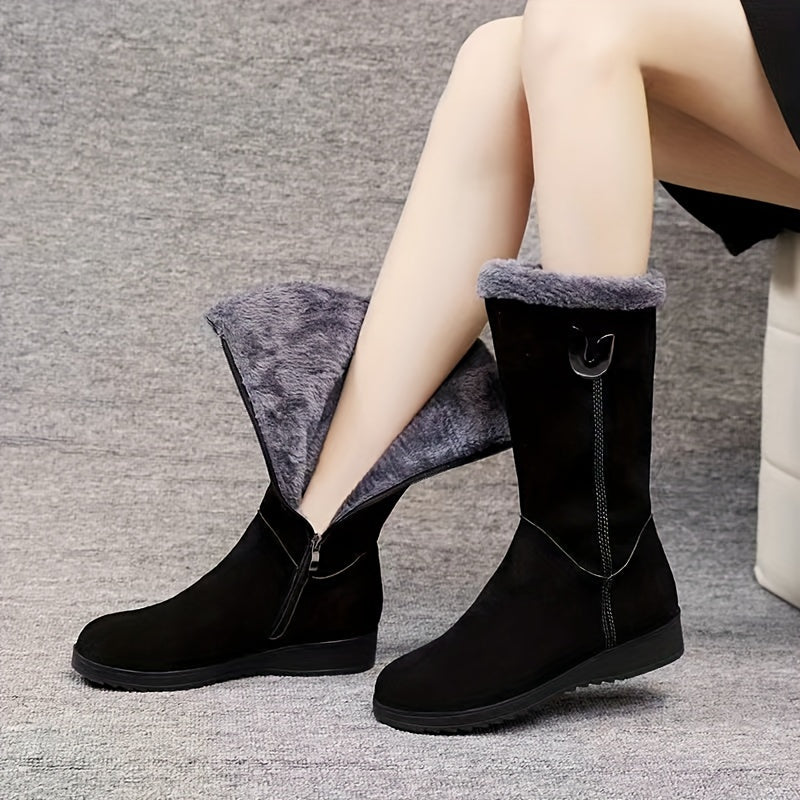 Snow boots winter new Women's boots with plush and thick midsole boots, Women's flat bottom anti slip boots