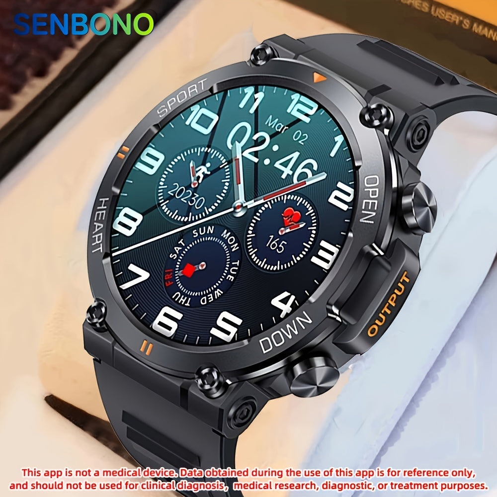 Round Smartwatch with Wireless Calling, 400mAh Battery, Fitness Tracker for Outdoor Sports, Compatible with iPhone/Android