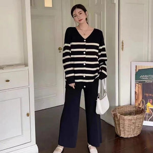Women's Long Sleeve Sweater + Wide Leg Pants 2 Piece Sets