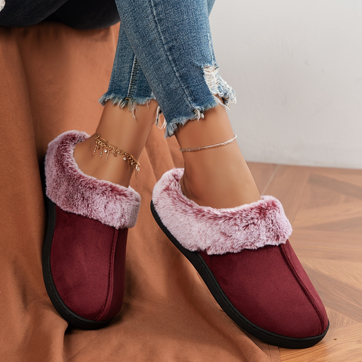 CozyPlus Slippers - Ultra-Soft Plush Lining, Non-Slip Flat Sole, Warm Closed-Toe Winter Shoes for Home.