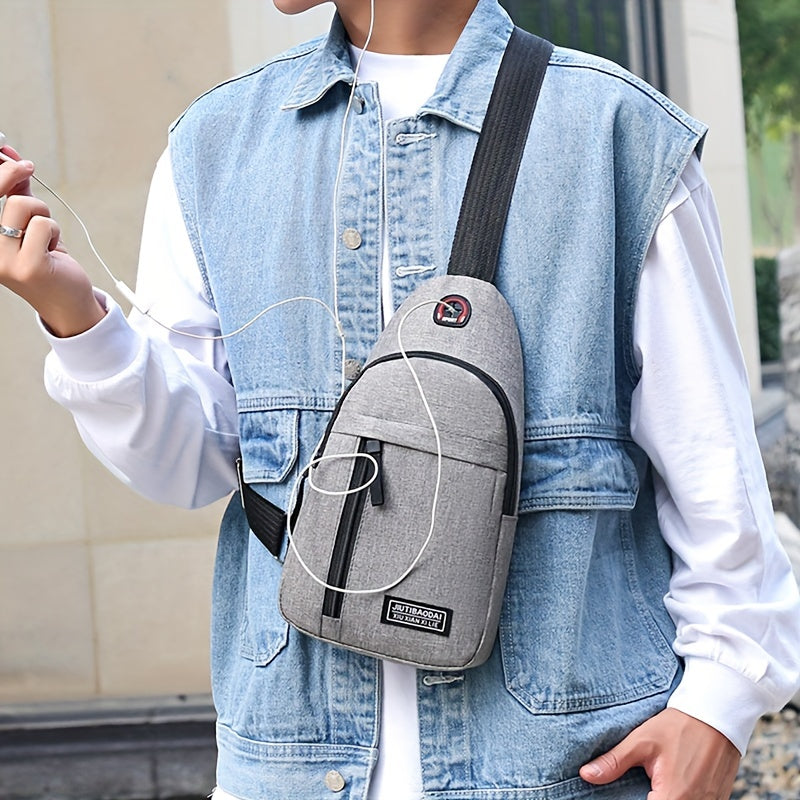 New Trend Chest Bag Men's Crossbody Bag Canvas Shoulder Bag Chest Bag Casual Small Bag Backpack Men's Bag [pull Head Direction Random]