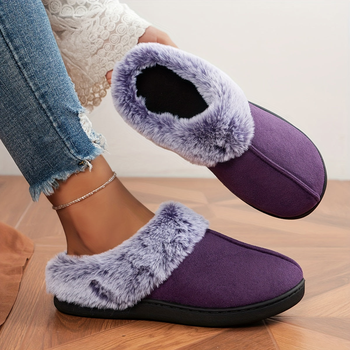 CozyPlus Slippers - Ultra-Soft Plush Lining, Non-Slip Flat Sole, Warm Closed-Toe Winter Shoes for Home.