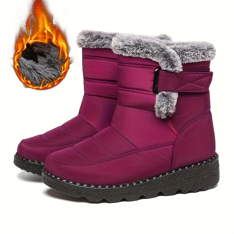 Womens Winter Wonderland Faux Fur Snow Boots - Waterproof, Anti-slip, Ultra-Soft Plush Inner, Thick Cushioned Sole, Luxurious Trim, Stylish Ankle Height