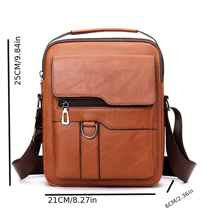 Men's Vintage PU Leather Shoulder Bag Men's Business Satchel Bag