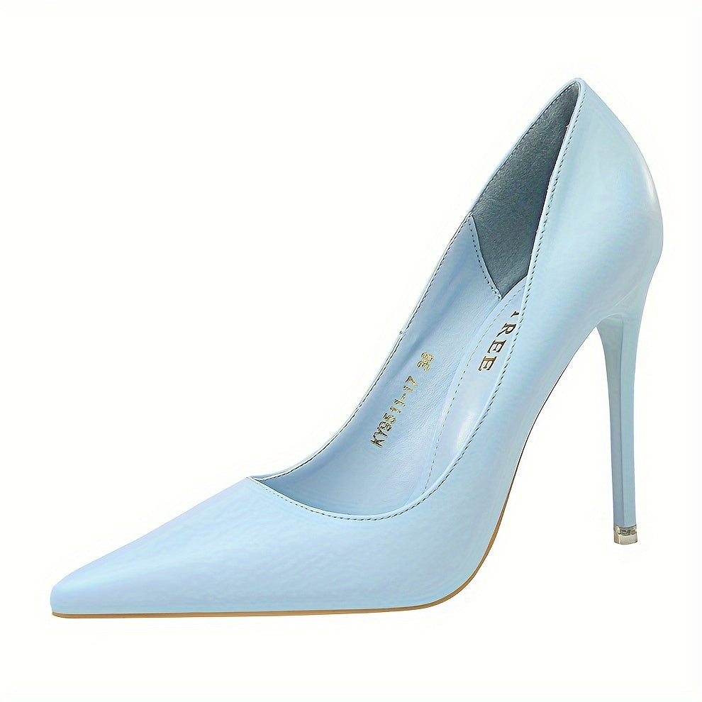 Women's Solid Color Stiletto Heels, Elegant Point Toe Dress Pumps, Fashion Slip On Party Heels