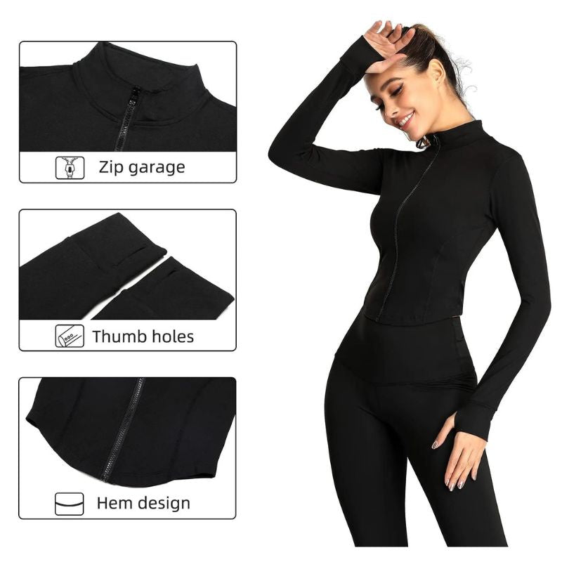 Women's Slim Fit Long Sleeve Tracksuit Jacket Fitness Yoga Gym Workout Sweatshirts