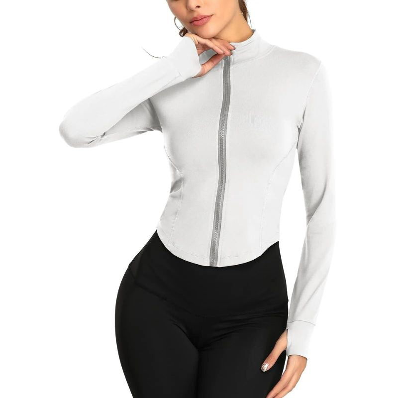 Women's Slim Fit Long Sleeve Tracksuit Jacket Fitness Yoga Gym Workout Sweatshirts