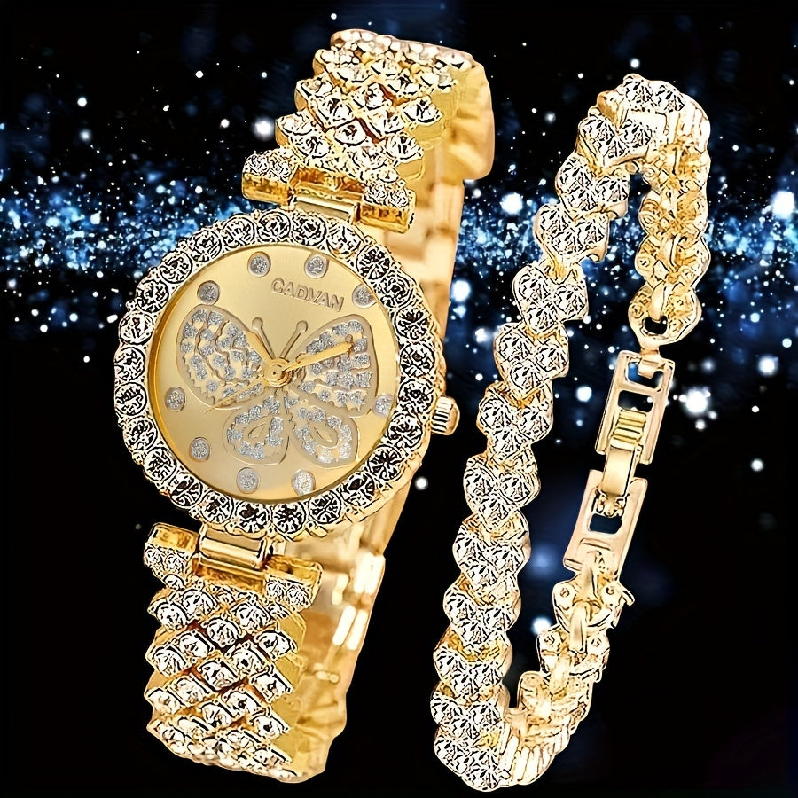 Elegant Butterfly Quartz Watch & Bracelet Set