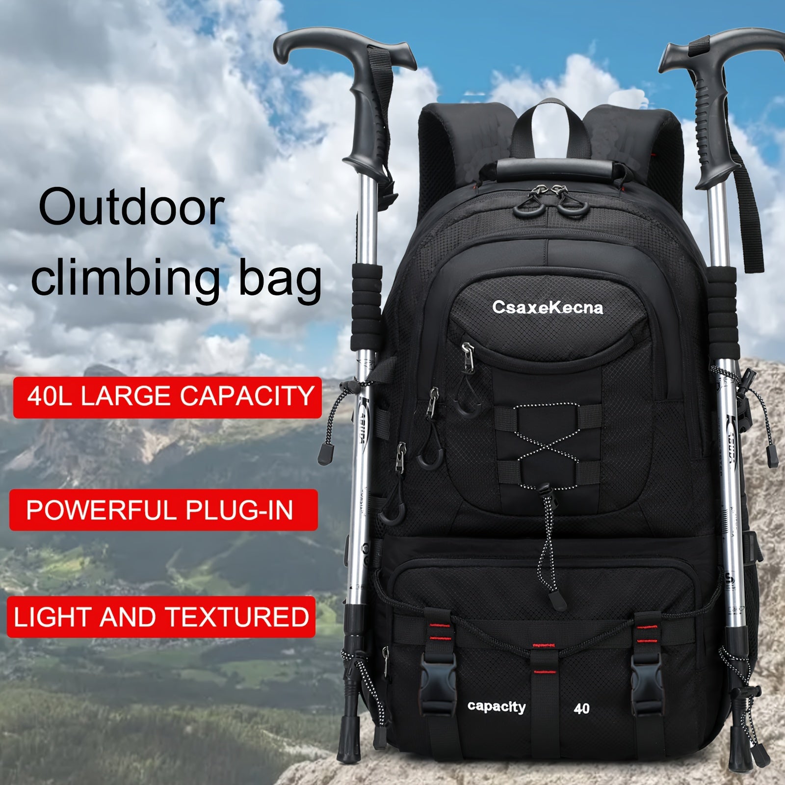 Outdoor Adventure Backpack - Durable Polyester, USB Charging Port, Fits 17-inch Laptop - Perfect for Hiking, Camping & Travel