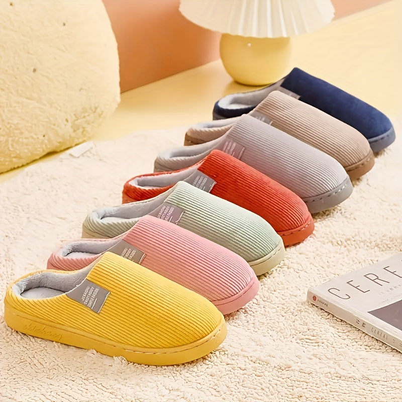 Women's Plush Lined Slippers, Warm Winter Indoor Bedroom Fuzzy Shoes, Home Mute Slippers