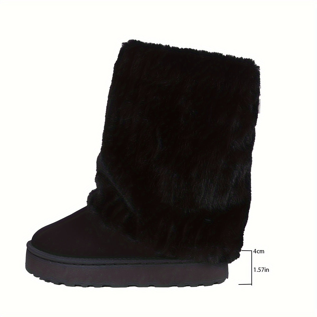 Cozy Winter Mid Calf Boots - Soft Plush Lined, Slip-On Design, Comfortable Casual Wear for Cold Weather - Ideal for Daily Outdoor Activities