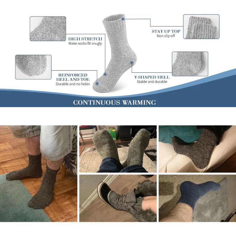 Men’s 5 Pairs Warm Wool Thick Cotton Socks