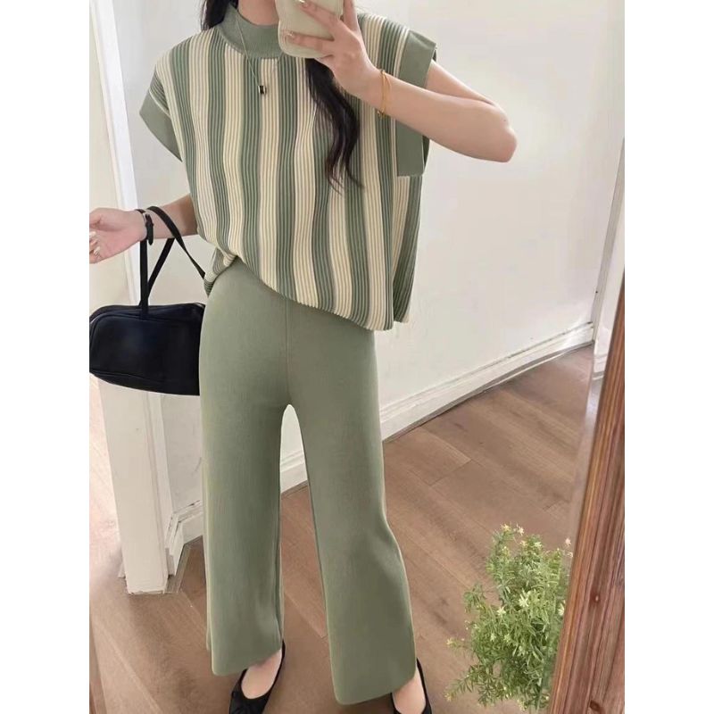 Women's Long Sleeve Sweater + Wide Leg Pants 2 Piece Sets