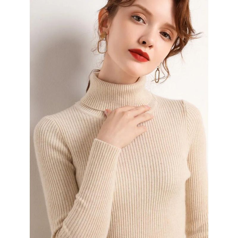 Women's Soft Turtleneck Cashmere Sweater Knitted Pullovers