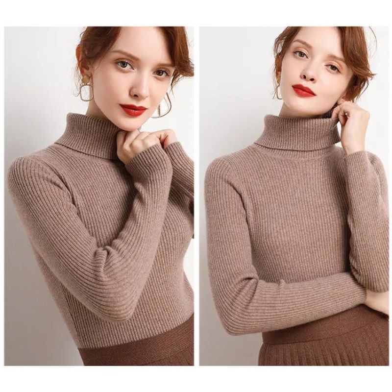 Women's Soft Turtleneck Cashmere Sweater Knitted Pullovers