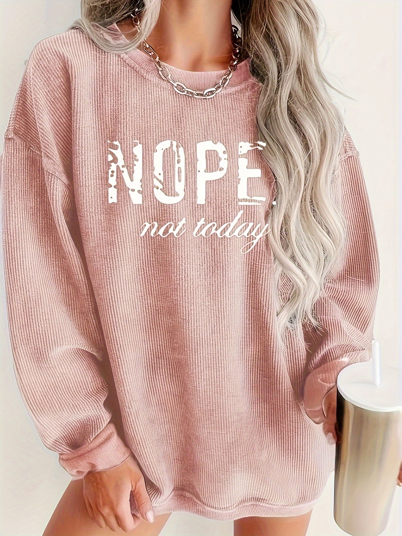 Letter Print Crew Neck Sweatshirt, Casual Long Sleeve Drop Shoulder Sweatshirt, Women's Clothing