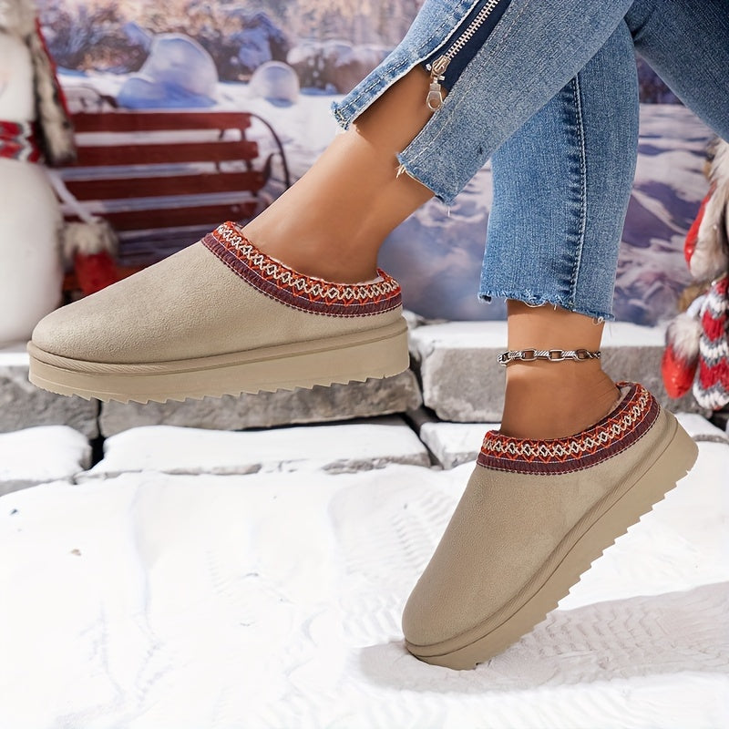 Women's Plush-Lined Winter Boots with Non-Slip Platform Sole