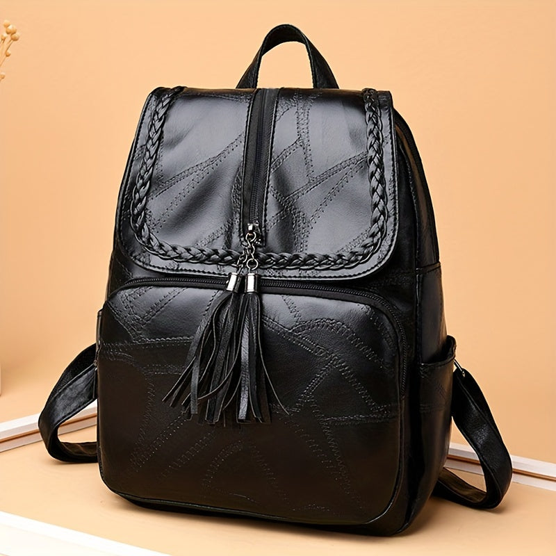 Women's Bag, New Soft PU Leather Student Bag, Lady Travel Backpack (Pull Head Direction Random)